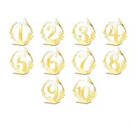 10Pcs Acrylic Table Numbers,1-10 Wedding Table Decor Centerpiece Banquet Sign,Table Number Plate Round For Banquets(Gold)