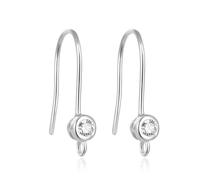 10pcs Adabele Authentic 925 Sterling Silver Cubic Zirconia CZ Earring Hook Dangle 3mm Created Diamond Earwire Tarnish Resistant Rhodium Plated for Earrings Jewelry Making SS443