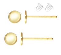 10pcs Adabele Real 1/20 14K Gold Filled Earring Posts Findings 4mm Small Glue On Flat Round Disc Pad for DIY Stud Earrings Jewelry Making JK1-E4