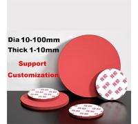 10Pcs Adhesive Backed Red Silicone Round Pad Super Soft Sponge Foam Board Pad Dia10-150mm Thick 1-10mm(12mm,5mm)