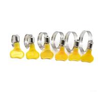 10PCS Adjustable Hose Clamps Set, 201 Stainless Steel Pipe Clips with Yellow Plastic Handle, 10-38mm Range for Air Water Silicone Hoses(13-19mm 10PCS)