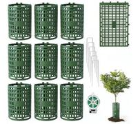 10pcs Adjustable Tree Trunk Guards with Ventilation and U Nails, Made of Rust-resistant PP, Protects Tree Bark and Plants from Mechanical and Animal Damage (green)