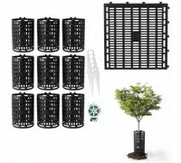 10pcs Adjustable Tree Trunk Protectors with Wire and U Nails, Ventilated Design for Air Circulation and Moisture Prevention, Strong PP Material Protects Bark (black)