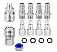 10pcs Air Line Connectors, Air Hose Connectors, 1/4 BSP Airline Fittings Thread Hose Connector Fittings Set, Suitable for Pneumatic Tools, Tire Inflators, Air Compressors, Air Hose Reels