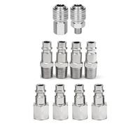 10PCS air line connectors Set with 1/4" BSP Thread, Durable air Compressor Fittings for Hose Connection, Reliable Airline Fittings Kit for Workshop and Garage Use