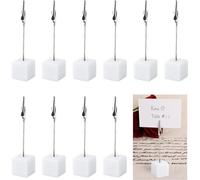 10pcs Alligator Clips with Wooden Base,Memo Clip Holder,Crocodile Memo Clip for Pictures Card Paper Note Clip,Shop Display Price Tag (White-10 Pack)