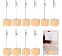 10pcs Alligator Clips with Wooden Base,Memo Clip Holder,Crocodile Memo Clip for Pictures Card Paper Note Clip,Shop Display Price Tag,Log Color