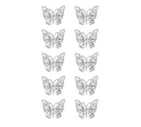 10Pcs Alloy Butterfly Zircon Art Rhinestone 3D Gold Silver Butterfly Crystal Manicure