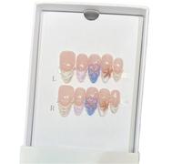 10Pcs Almond Press On Nails Flower Stick On False Nail Set For Women