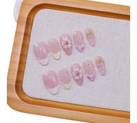 10Pcs Almond Press On Nails Flower Stick On False Nail Set For Women