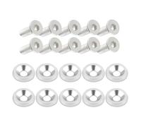10PCS Aluminium Fender Bumper Washer Bolt, M6 Bolt and Washer Kit for Decorating Fenders, Bumpers, License Plate (Silver)