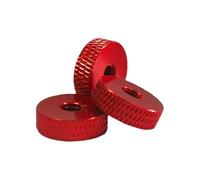10Pcs Aluminum Alloy Flat Knurled Round Nut Thin Hand Screwed Nut M3 M4 M5 Adjustment Nut Thickness 4mm/5mm Oxidized Multicolor(Red - 1pc,D24 M3 10PCS)