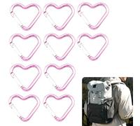 10PCS Aluminum Alloy Spring Hook Carabiner Clip Set, Lightweight Heart Carabiner Design, Portable Small Caribeana Clips for Keychain, Backpack, Hiking, Camping, Outdoor Accessory Use