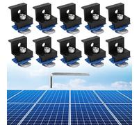 10pcs Aluminum Solar Panel End Clamp 30mm/35mm Solar Panel Brackets with Nuts Bolts, Solar Panel Mounting Kit for Standard Unistrut, Metal Roof, Sheet Roof, Tin Roof, Flat Roof, Black