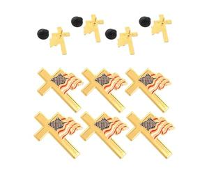 10pcs American Flag Cross Brooch Patriotic Alloy Lapel Pin | Secure Attachment, Resists Scratching, Classic Distinguished Formal Accent for Suits, Scarves, Jackets, Celebrations