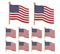 10pcs American Flag Lapel Pins, Zinc Alloy US Veteran Military Lapel Pins Perfect Decorations July 4th USA Patriotic Brooch for Gift Backpack Hat Clothes Decor