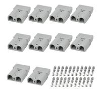 10PCS Anderson Connector 50A 24V/600V Battery Quick Disconnect Modular Power Connectors Anderson Plug Kit Cable Terminal 600V 6-12AWG for Forklift Caravan Trailer AC/DC Electric Power Tool Grey