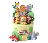 10PCS Animal Birthday Cake Toppers Decorations Safari Animals Cake Decoration Cake Topper Giraffe Monkey Tiger Elephant Cake Jungle Animals For Birthday Party Decoration