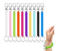 10Pcs Anti-Lost Stretchy Spiral Keyrings, Retractable Keychain with Carabiner, Extendable Coil Spring Keychains, Colourful Elasticity Key Chain, Key Cord Holder for Wallet Cellphone ID Card Backpack