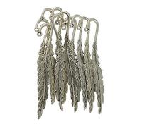 10pcs Antique Silver Feather Bookmarks - Vintage Alloy Metal DIY Bookmarks for Jewelry Making, 81 x 12mm