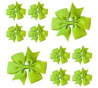 10pcs Apple Green Hair Bows Clips Slides Grips 3" inch Pinwheel Solid Vibrant Colour Girls Hairbows