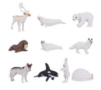 10pcs Arctic Animals Figurines Set, Polar Animal Toys Polar Animal Figures White Whale Arctic Fox Polar Bear Reindeer Mini Arctic Animals Cake Toppers for Kids Birthday Baby Shower