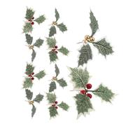 10pcs Artificial Christmas Berry Green Leaf Pick Garland Accessory