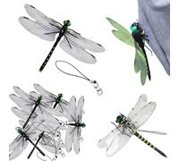 10Pcs Artificial Dragonfly Hat Clip, Dragon Fly Clips Repelling Supplies for Bugs, Realistic Simulated Dragonfly Keychain Attach to Backpack Hat for Indoor Yard Garden Plant Decor (10Pcs)