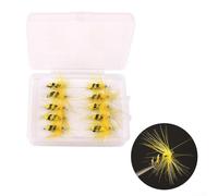 10pcs Artificial Fly Fishing Flies Featuring Nymph Scud Worm Patterns for Trout and Panfish Catching (Section A)