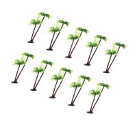 10pcs Artificial Mini Coconut Tree Plastic Palm Tree Decor for Cakes | Realistic Green Tropical Accent, Lightweight Portable Design, Office Display and Cake Topper Use