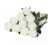 10pcs Artificial Roses Milky White Fake Roses for Wedding Home Decor
