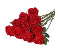 10pcs Artificial Roses Red Fake Roses for Wedding Bouquets Home Decor