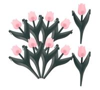10pcs Artificial Tulip Flower Garden Border Fence, Lawn Edging | Green and Pink Colours, Interlocking Push-in Structure, Low-maintenance Pathway Ornament, Suitable for Grass Edges, Beds