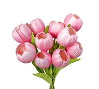 10PCS Artificial Tulip Flowers, 28cm Real Touch Pink Faux Tulips, Fake Lifelike Tulip Stem for Floral DIY, Mother’s Day, Home Office Decor, Easter, Valentine’s Gift, Table Centerpieces, Cemetery Decor