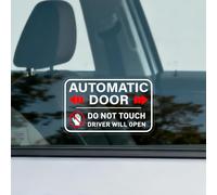 10PCS Automatic Door Alert Stickers for Taxi & Rideshare - 4x2.5 Inch Vinyl Decals with Driver Will Open Message, High Visibility Window Cling