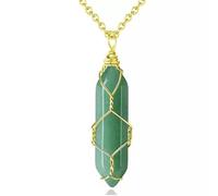 10pcs Aventurine Natural Stone Hexagonal Bullet Shape Quartz Pendant Necklace