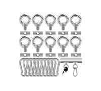 10PCS Awning Rail Stoppers 6mm with 10 Carabiners, 304 Stainless Steel Rv Awning Hooks for Lights Camping Awning