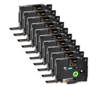 10pcs AZE-334 12mm 8M Label Tape,Compatible for Brother TZ TZe 334 P-Touch Label Printers Gold On Black Standard Laminated Ribbon