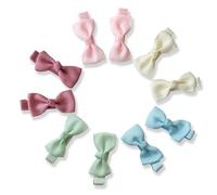 10pcs Baby Girl Bow Hair Clips, Pastel Colours for Baby Infant Toddler Girls, 6cm, Fully Lined Alligator Claws