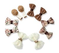 10pcs Baby Girls Neutral Bow Hair Clips, 4cm, Fully Lined Alligator Claws, Baby Infant Toddler Girls