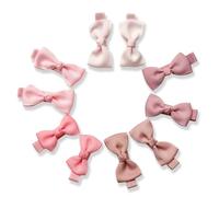 10pcs Baby Girls Pink Bow Hair Clips, Fully Lined Alligator Clips, 6cm