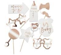 10pcs Baby Shower Photo Props, Baby Shower Decorations Rose Gold Decorations Props, Decoration Neutral for Boy Girl Newborn Party