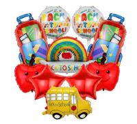 10PCS Back to School Balloons Decorations, First Day of School Foil Balloons, Cartoon Classroom Accessories, Party Decoration Set with School Theme,Balloon Decor Collection for Academic Celebrations