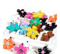 10Pcs/Bag Dopamine Series Colorful Kawaii Beads for Jewelry Making DIY Craft Decorations Phone Chain Keyring Earrings Bracelet Necklace Hair Accessories Home Decor (24x26 Smilling Flower)