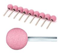 10PCS Ball Grinding Bit 6mm x 25mm Mounted Points Grinding Wheel Head Chrome Corundum Sphere Rotary Burrs for Ceramic Stone Metal DIY Sanding (Pink)