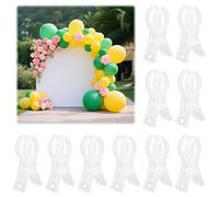 10pcs Balloon Arch Clips, Durable Large Transparent Balloon Garland Clips Plastic Clear Clothing Spring Clamps for Birthday Wedding Backdrop Stand Photography Studio Decoration Accessories Supplies