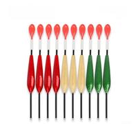 10PCS Balsa Wood Fishing Floats High Buoyancy Sea Tackle with Thickened Visibility Tips for Long Distance Casting Stable Performance in Various Water Conditions Red Khaki Green