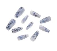 10Pcs Bamboo Chinese Style Poetry Painting Design Press on Nails Set Reusable Full Cover Acrylic Nails Art for Women(M)
