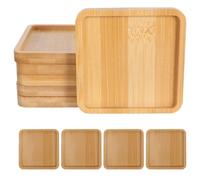 10pcs Bamboo Craft Coaster Set with Holder Square Mosaic Bases