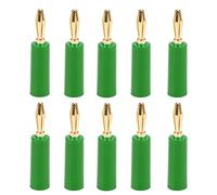 10PCS Banana Plugs 4mm Audio Jack Connector, Solderless Six Blade Speaker Wire Plug, Gold Plated Banana Connectors for Home Theater Sound Systems, Industrial Electronic Equipment (Green)